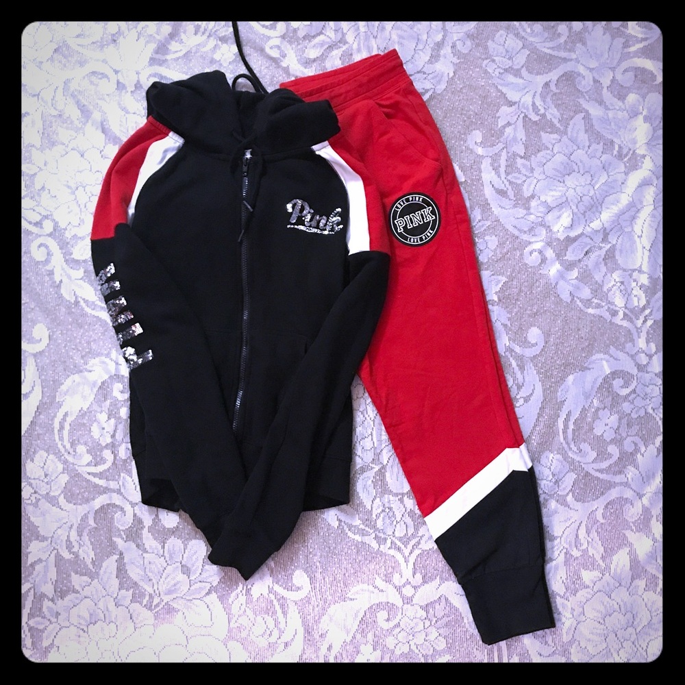 PINK jogger set with bling jacket
